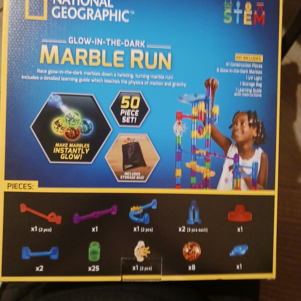 National Geographic Glow-in-the-Dark Marble Run - Blue, Red, Yellow